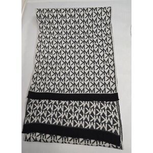 Michael Kors Knit Scarf Black & White MK Logo Lightweight Winter warm